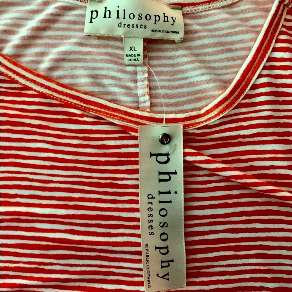 Philosophy Orange and White Striped Midi Dress NWT - XL - Picture 4 of 7